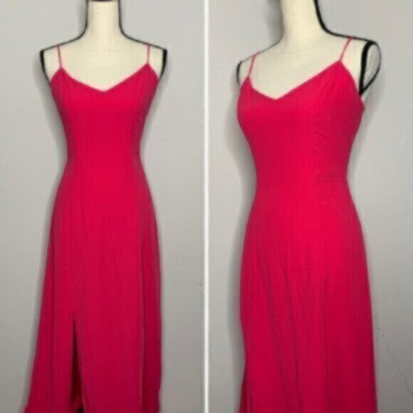 NWT J. Crew Pink Drapey Spaghetti Strap Maxi Dress With Side Slit - Picture 3 of 14